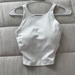 Lululemon Athletica White Fitted Crop Tank Top